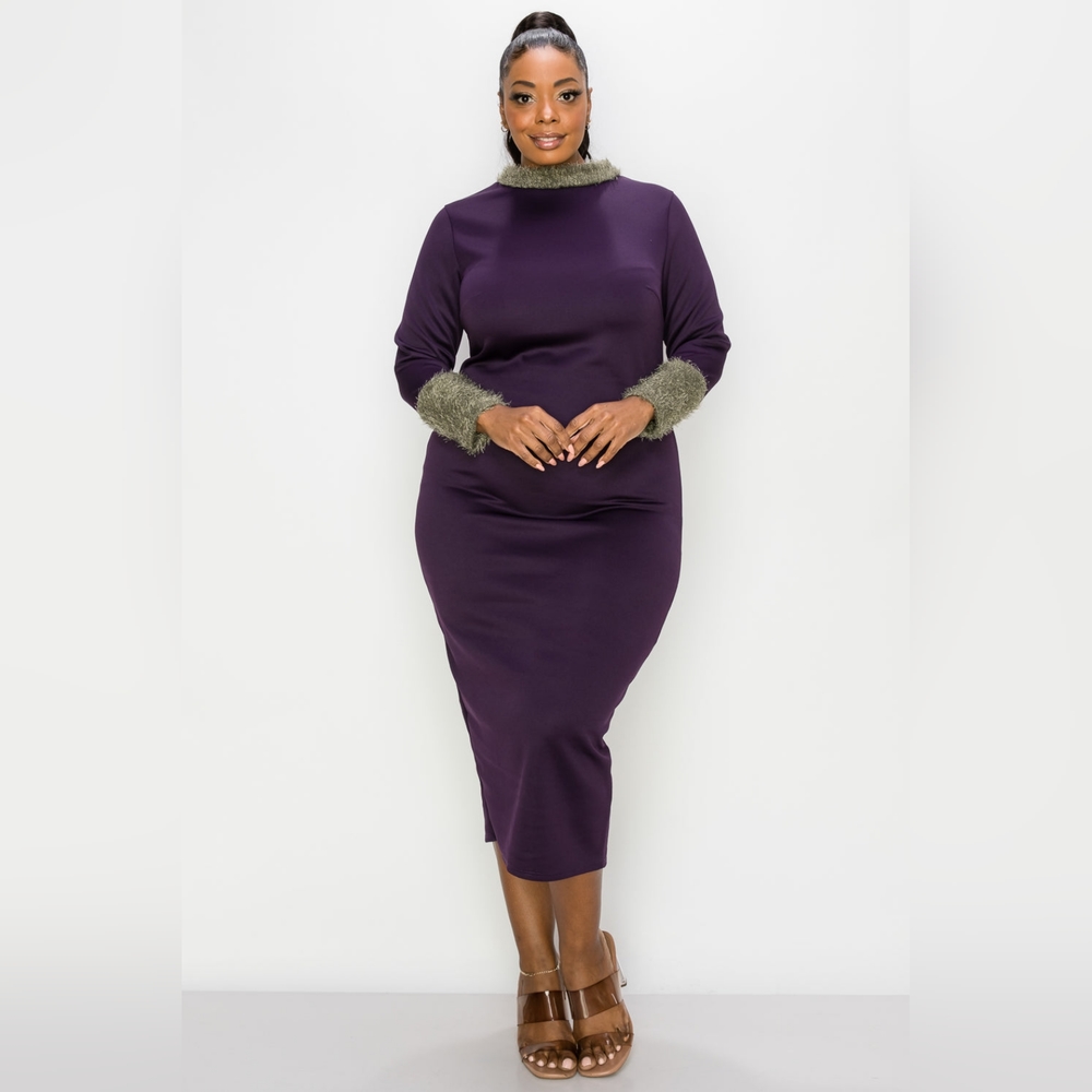 NEW NWOT LIVD Plus Size Plum/Olive Feather Dress Kaia Sz 3XL